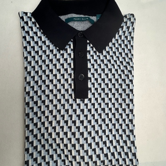 Perry Ellis Black and White Men's Shirt - Picture 1 of 8